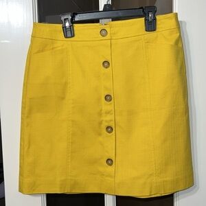 LOFT  Yellow Button Front Cotton Mini Skirt Size 6